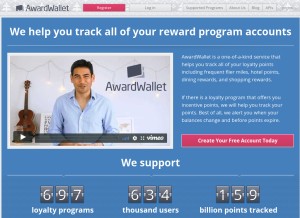 How awardwallet.com looks like on a tablet such as an iPad.