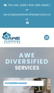 How awediversifiedservices.com looks like on a mobile device such as an iPhone.