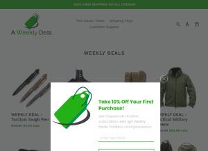 How aweeklydeal.com looks like on a tablet such as an iPad.