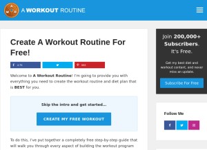 How aworkoutroutine.com looks like on a tablet such as an iPad.