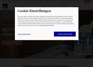 How axa.de looks like on a tablet such as an iPad.