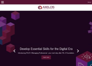 How axelos.com looks like on a tablet such as an iPad.