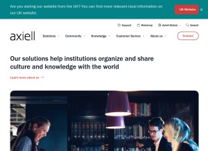 How axiell.com looks like on a tablet such as an iPad.