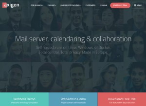 How axigen.com looks like on a tablet such as an iPad.