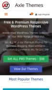 How axlethemes.com looks like on a mobile device such as an iPhone.