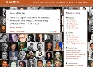 How azquotes.com looks like on a tablet such as an iPad.