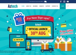 How aztech.com looks like on a tablet such as an iPad.