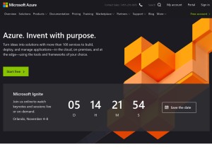 How azure.com looks like on a tablet such as an iPad.