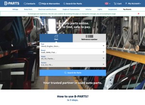 How b-parts.com looks like on a tablet such as an iPad.