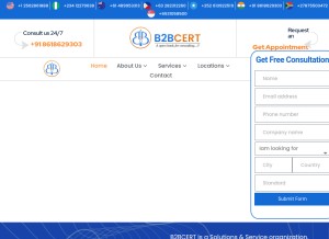 How b2bcert.com looks like on a tablet such as an iPad.