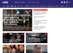 How b92.net looks like on a tablet such as an iPad.