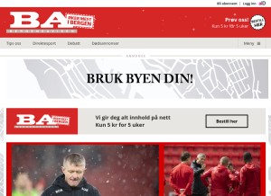 How ba.no looks like on a tablet such as an iPad.