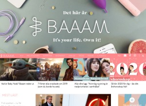 How baaam.se looks like on a tablet such as an iPad.