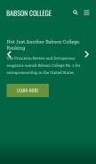 How babson.edu looks like on a mobile device such as an iPhone.