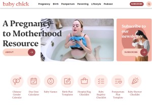 How baby-chick.com looks like on a tablet such as an iPad.