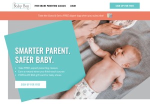 How babyboxco.com looks like on a tablet such as an iPad.