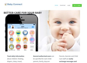 How babyconnect.com looks like on a tablet such as an iPad.