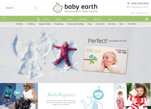 How babyearth.com looks like on a tablet such as an iPad.