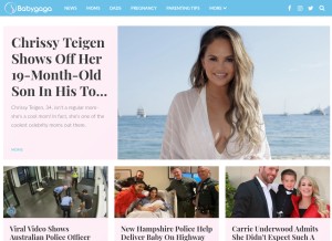 How babygaga.com looks like on a tablet such as an iPad.