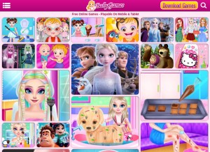 How babygames.com looks like on a tablet such as an iPad.