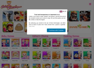 How babyhazelgames.com looks like on a tablet such as an iPad.