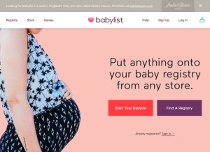 How babylist.com looks like on a tablet such as an iPad.