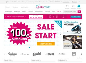 How babymarkt.com looks like on a tablet such as an iPad.