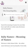 How babynamespedia.com looks like on a mobile device such as an iPhone.
