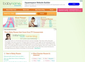 How babynamewizard.com looks like on a tablet such as an iPad.