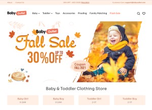 How babyoutlet.com looks like on a tablet such as an iPad.