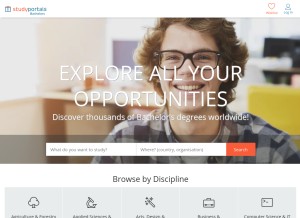 How bachelorsportal.com looks like on a tablet such as an iPad.