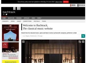 How bachtrack.com looks like on a tablet such as an iPad.