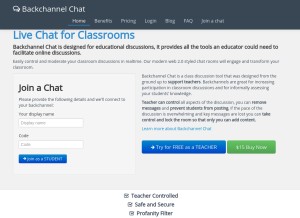How backchannelchat.com looks like on a tablet such as an iPad.