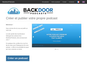 How backdoorpodcasts.com looks like on a tablet such as an iPad.