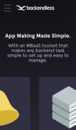 How backendless.com looks like on a mobile device such as an iPhone.