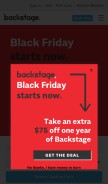 How backstage.com looks like on a mobile device such as an iPhone.