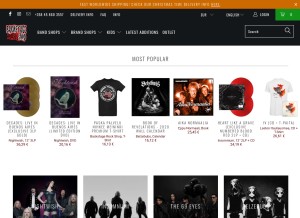 How backstagerockshop.com looks like on a tablet such as an iPad.