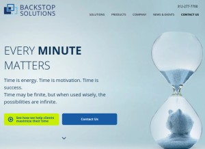 How backstopsolutions.com looks like on a tablet such as an iPad.