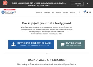 How backup4all.com looks like on a tablet such as an iPad.