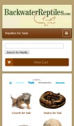 How backwaterreptiles.com looks like on a mobile device such as an iPhone.