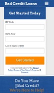 How badcreditloans.com looks like on a mobile device such as an iPhone.