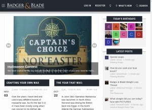How badgerandblade.com looks like on a tablet such as an iPad.