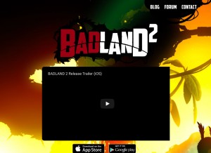 How badlandgame.com looks like on a tablet such as an iPad.