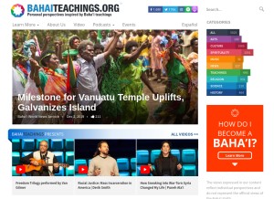 How bahaiteachings.org looks like on a tablet such as an iPad.