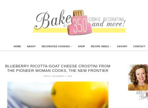 How bakeat350.net looks like on a tablet such as an iPad.