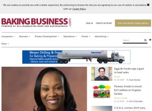 How bakingbusiness.com looks like on a tablet such as an iPad.