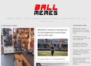 How ballmemes.com looks like on a tablet such as an iPad.