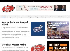 How ballparkdigest.com looks like on a tablet such as an iPad.