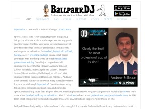 How ballparkdj.com looks like on a tablet such as an iPad.