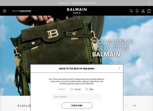 How balmain.com looks like on a tablet such as an iPad.